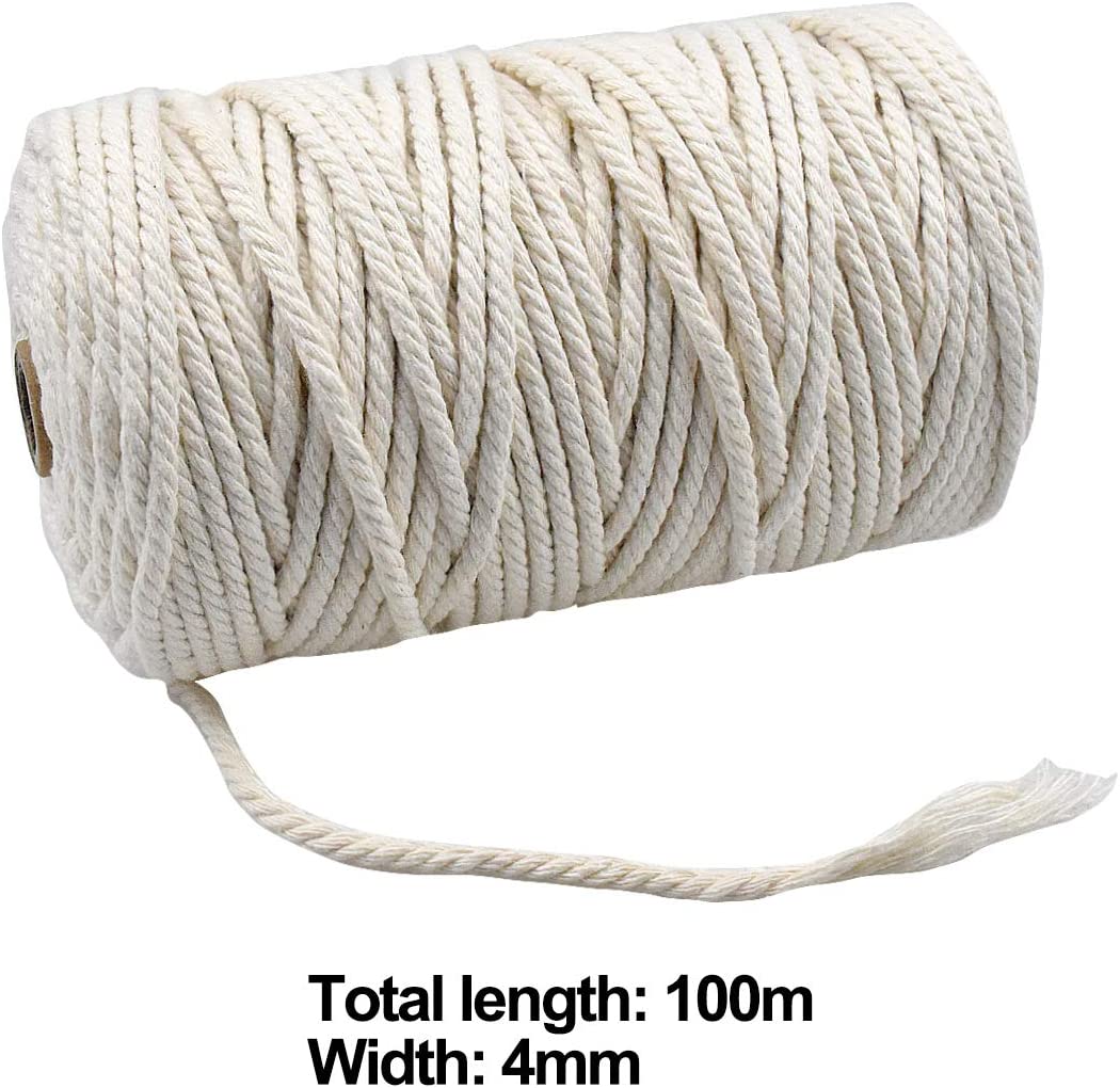 MAKRAMEE Garn 4-5mm aus Baumwolle - Beige